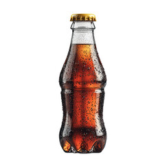 Refreshing Brown Soda Bottle with Water Droplets Isolated on Black Background Studio Shot High Resolution Detailed Image Perfect for Advertising or Packaging Design Projects Premium Quality Image     
