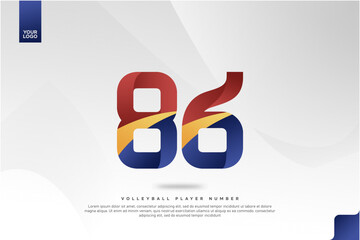 Modern Gradient Sport Number 86 Design for Volleyball Jersey on Minimal White Background
