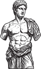 Obraz premium Detailed black and white illustration of an ancient greek statue