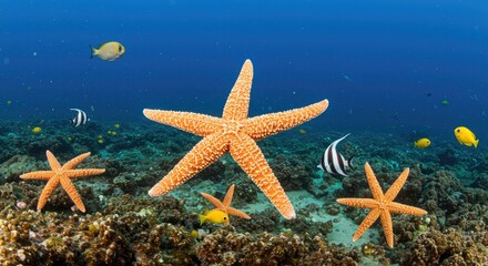 Ocean Starfish Underwater Wonders, Vibrant Marine Life, and Coral Reef Ecosystem