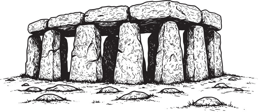 Stonehenge Drawing: Illustration of the ancient prehistoric monu