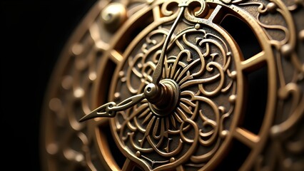 Obraz premium A vintage clock face with intricate brass details