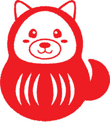 戌年の干支だるまハンコ風のイラスト