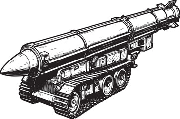 Detailed illustration of a military rocket launcher on a tracked