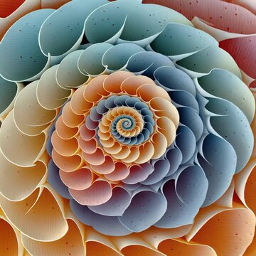 A nautilus shell type spiral in pastel colors rotating .