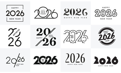 2026 logo concept for calendar, poster, flyer, banner. Modern design for calendar, invitations, greeting cards. Set of new year logo text design. 2026 number design template collection. stock-vector