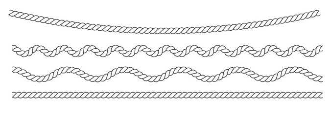 Rope brushes set isolated. Collection rope patterns, perfect for creating knit and rope designs PNG