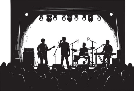 Live music band performance on stage with an audience and concer