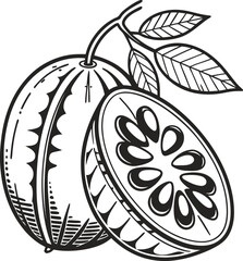 Red vector illustration of a fresh apple fruit with green leaves, symbolizing healthy nature's sweet harvest