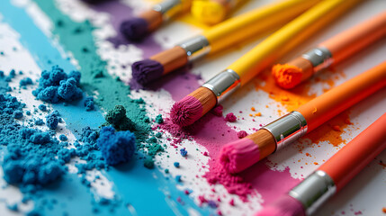 Obraz premium Brushes dipped in color with trails