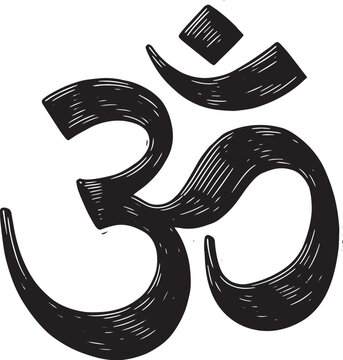 Om Symbol in Black and White: Artistic Representation on a Clean