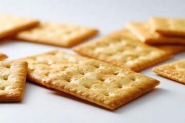 Golden crackers snooze on white canvas, toast-like stars in a soft-lit starring role.