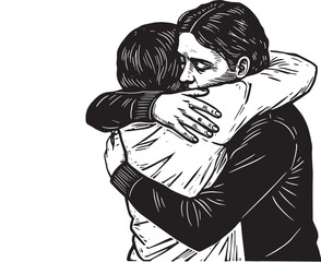 Illustration of an Embrace, Showing Love, Support, and Comfort i