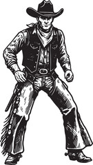 Obraz premium Vintage Cowboy Illustration: A Classic Western Depiction of a Co