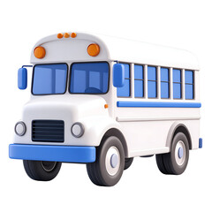 Classic school bus isolated on transparent background: 3d rendering