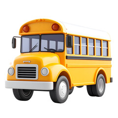 Classic yellow school bus isolated on transparent background
