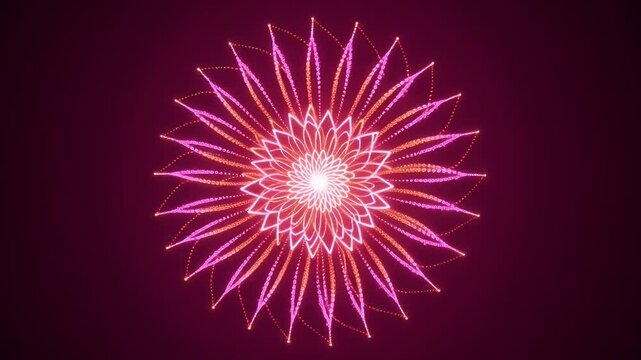 Luminous flower. Concentric, intricate design with floral symmetry against a dark backdrop