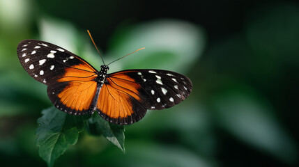 Obraz premium Macro Shot of Colorful Butterfly on Leaf
