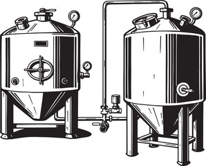 Illustration of brewing tanks and equipment, perfect for beverag