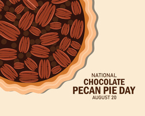 Vector Illustration of National Chocolate Pecan Pie Day. August 20. Flat design vector.