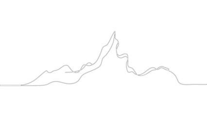 Elegant mountain silhouette in fine line drawing