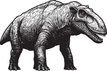 Fototapeta premium Detailed Illustration of a Dicynodon Prehistoric Animal in Black