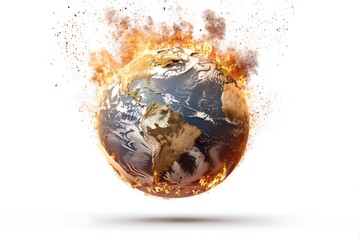 Burning earth climate change global warming disaster environment crisis danger apocalypse illustration
