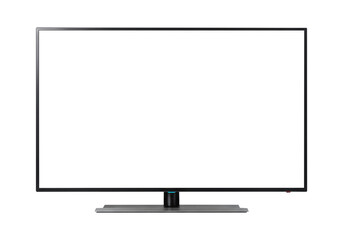 Modern Minimalist Television with Blank Screen on a Silver Stand. Cut Out, Clipping Path on Transparent Background.