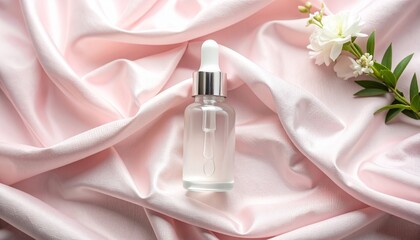 Naklejka premium Transparent Serum Dropper on Linen