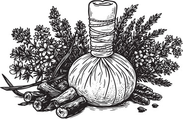 Illustration of herbal medicine, wellness and spa, isolated on a