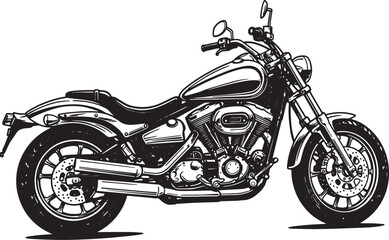Obraz premium Detailed monochrome illustration of a classic cruiser motorcycle
