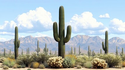 Desert Cactus Landscape: Sonoran Desert
