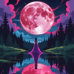 night landscape with moon