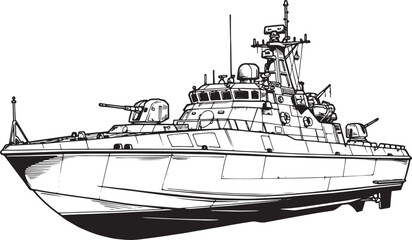 Detailed illustration of a military warship, perfect for naval a