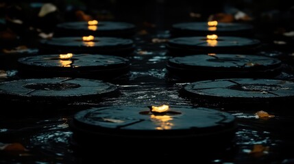 Illuminated Stone Path at Night