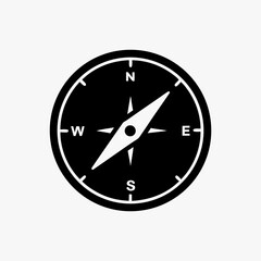 Black and White Compass Icon Isolated on White Background &ndash; Minimalist Navigation Symbol
