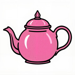 Obraz premium Cute pink teapot with a stylish design and elegant handle on a white background