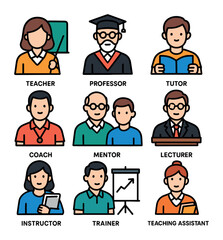 Fototapeta premium Vibrant Educator Icons