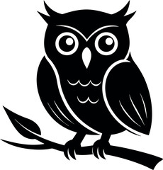 Owl on Branch Silhouette