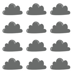Simple and modern gray clouds vector seamless pattern, suitable for backgrounds, textures, web design, packaging and other creative projects.