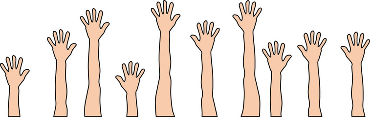 手を上げるグラフィック素材イラスト