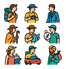 Diverse Travelers Icons