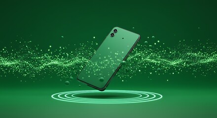 Sleek Green Smartphone Futuristic Technology Concept