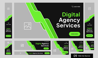 Web bundle banner design for social media post, digital marketing agency web set banner design, fully customizable vector eps 10 file format