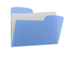 Blue folder on white background. Isolated 3D illustration