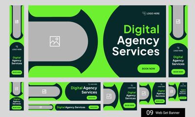 Web bundle banner design for social media post, digital marketing agency web set banner design, fully customizable vector eps 10 file format