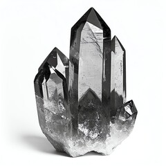 Crystal formation with sharp edges and a reflective surface.