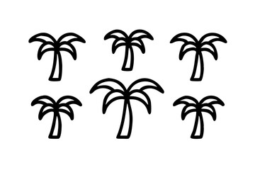 palm tree icon set, line art vector icon