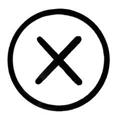 Obraz premium Bold black cross symbol inside a circle on white background conveying a clear message of exclusion or rejection