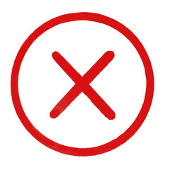 Red circular symbol with an intersecting line indicating a crossed-out element or prohibition mark in simple design